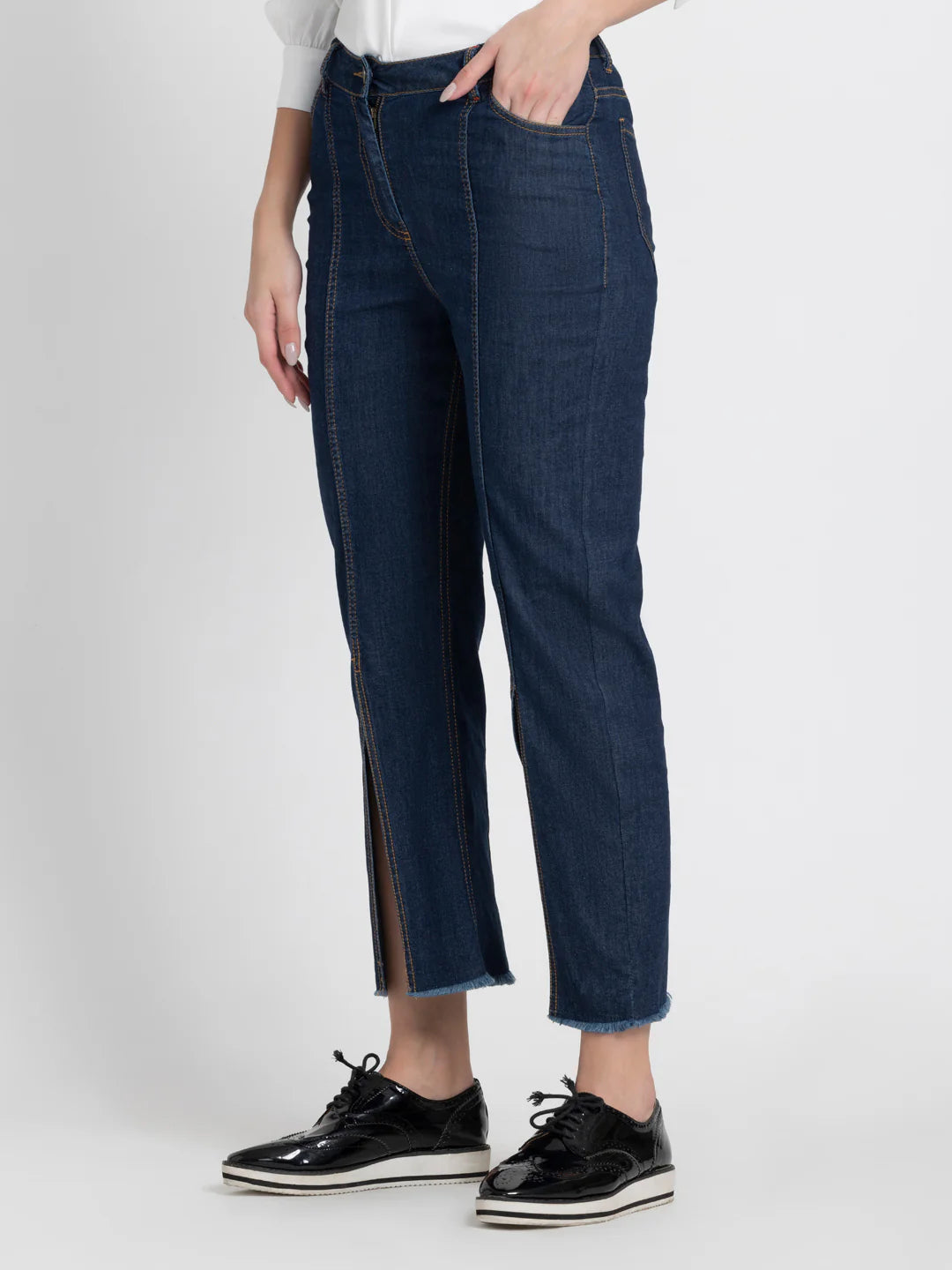 Myriam Slit Leg Opening Denim Jeans