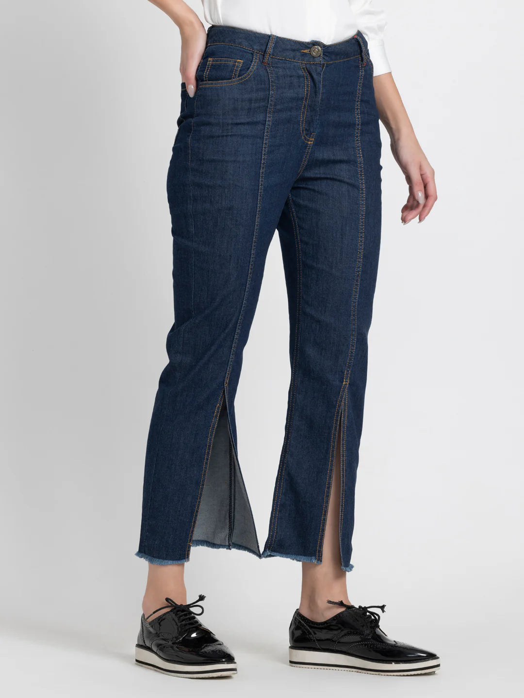 Myriam Slit Leg Opening Denim Jeans