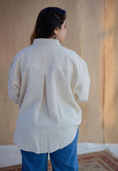 Ruhi Belgian White Cotton Loose Shirt