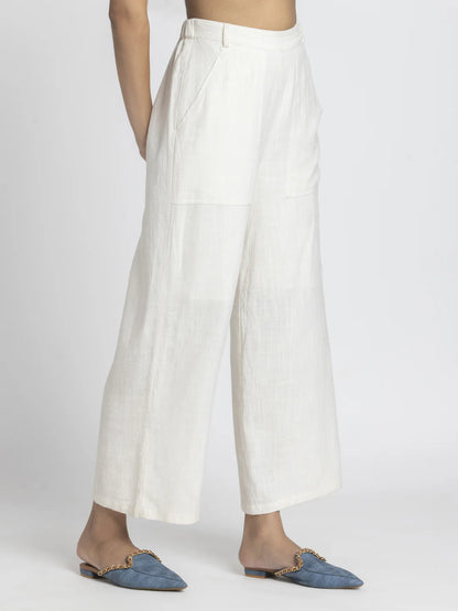 Stanley White Wide-Leg Cotton Pants