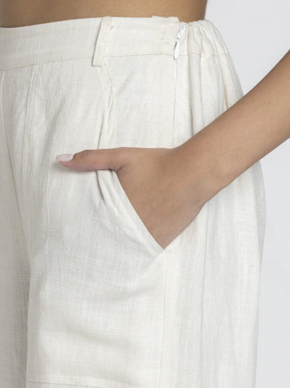 Stanley White Wide-Leg Cotton Pants