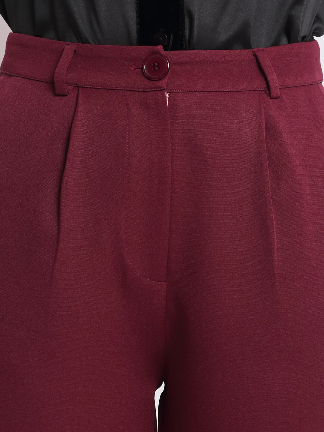 Elara Maroon High-Rise Pants