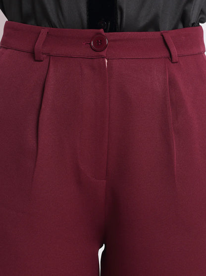 Elara Maroon High-Rise Pants