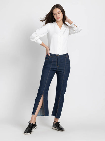 Myriam Slit Leg Opening Denim Jeans