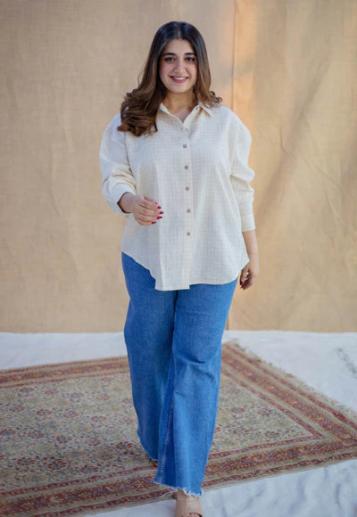 Ruhi Belgian White Cotton Loose Shirt