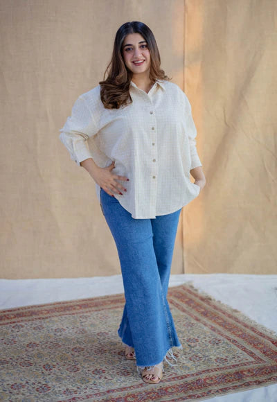 Ruhi Belgian White Cotton Loose Shirt