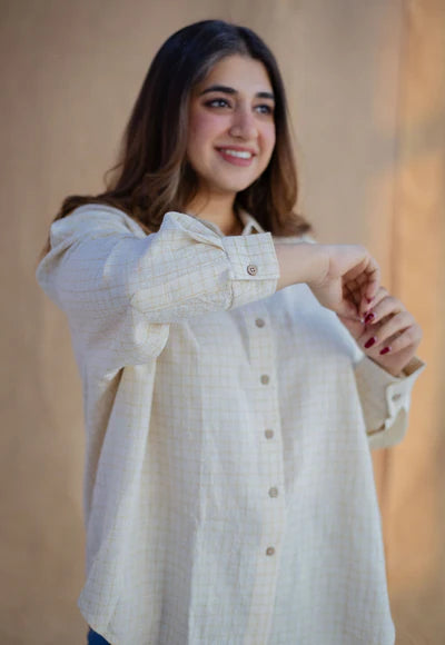 Ruhi Belgian White Cotton Loose Shirt