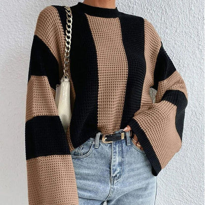 Clara Mock Neck Striped Design Sweater