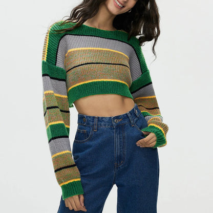 Lara Striped  Knitted Crop Sweater