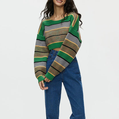 Lara Striped  Knitted Crop Sweater