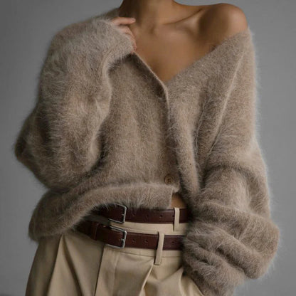 Kelly V-Neck Wool Women Loose Sweater