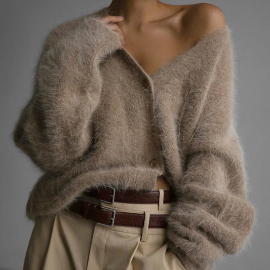 Kelly V-Neck Wool Women Loose Sweater